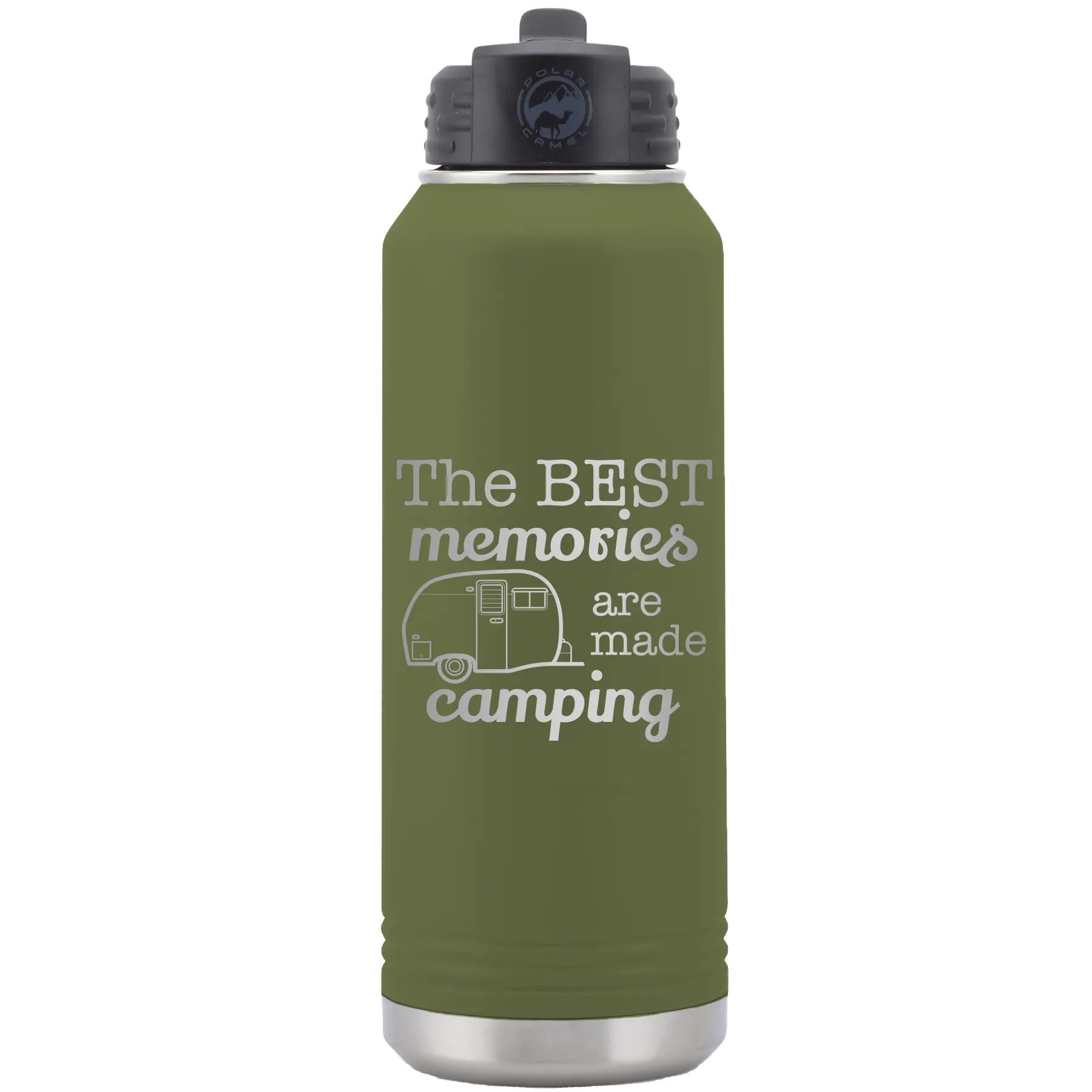 Camping 32 oz Water Bottle | Olive Green