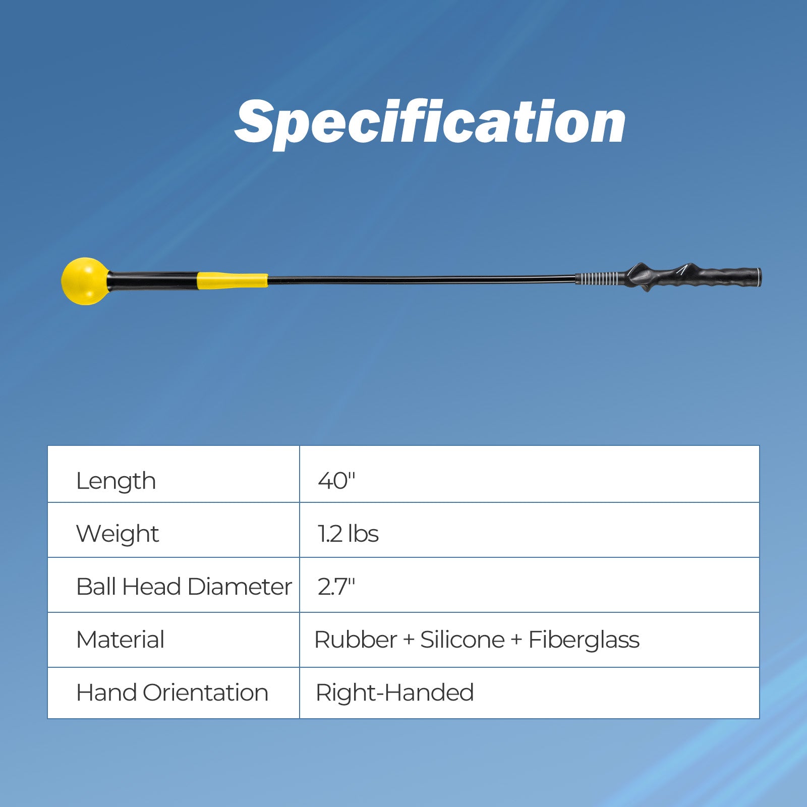 40 Inch Golf Swing Trainer Aid with Weighted Head for Grip Rhythm Balance