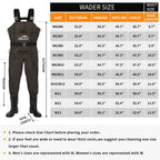 DikaSun Lightweight Bootfoot Chest Waders with Boots — Men & Women Fishing Waders for Duck Hunting & Fly Fishing (US Sizes, Brown)