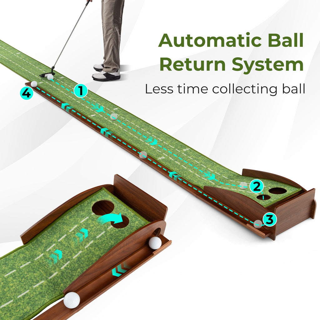 Golf Putting Mat Practice Training Aid with Auto Ball Return and