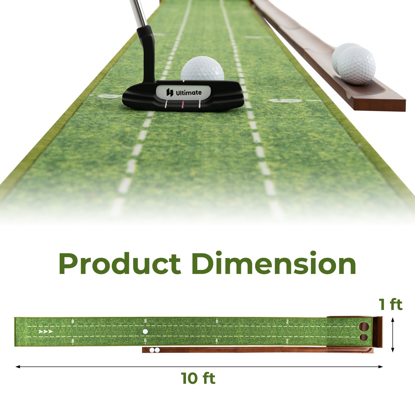 Golf Putting Mat Practice Training Aid with Auto Ball Return and