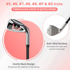 Women's Complete Golf Clubs and Bag Set with Headcovers and Putter-Red